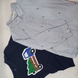 H&M Holiday Christmas Button Down Long Sleeve + JOE FRESH Christmas Tree Top